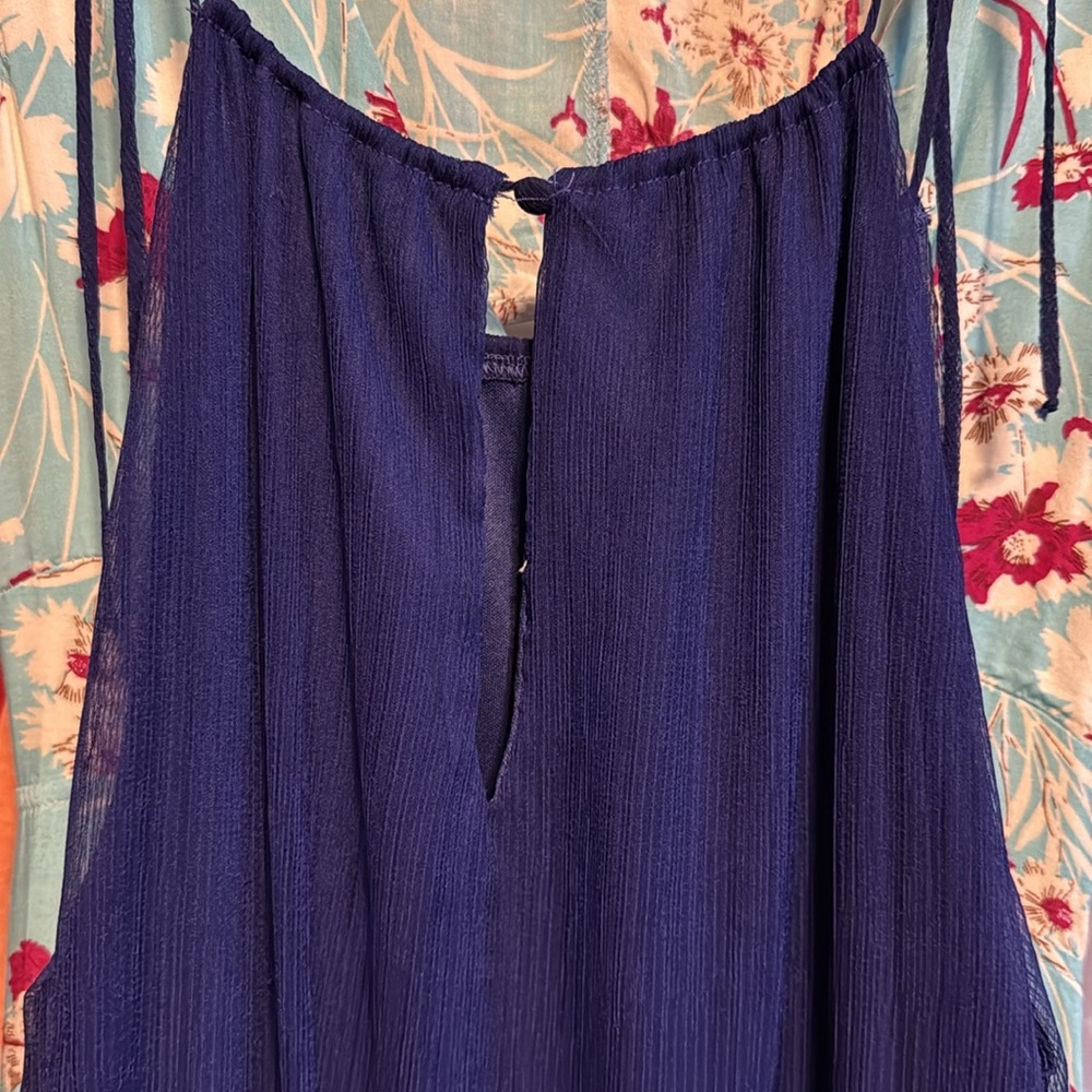 NWT NSR Tallie Oversized Chiffon Maxi Sleeveless Dress Sz XS Indigo Cobalt Blue - Picture 3 of 7